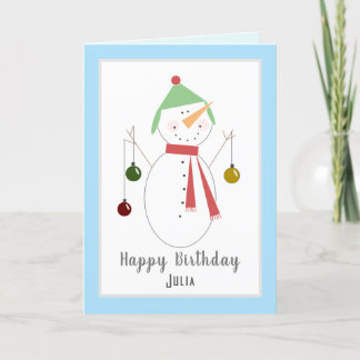 Cute Snögubbe Ho Ho Lycklig julkort Helgkort