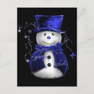 Cute Snögubbe i Blue Velvet Jul Helg Vykort