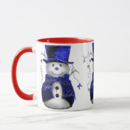 Cute Snögubbe i Blue Velvet Jul Mugg