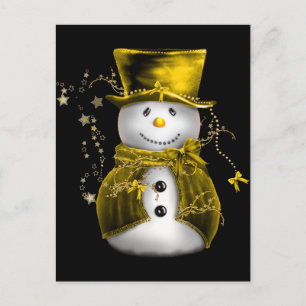 Cute Snögubbe i Guld Velvet-julen Helg Vykort