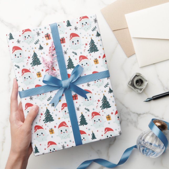 Cute Snögubbe I Julgran White Presentpapper (Gifting)