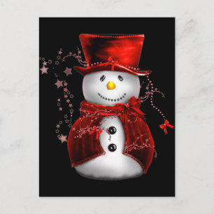 Cute Snögubbe i Red Velvet-julen Helg Vykort