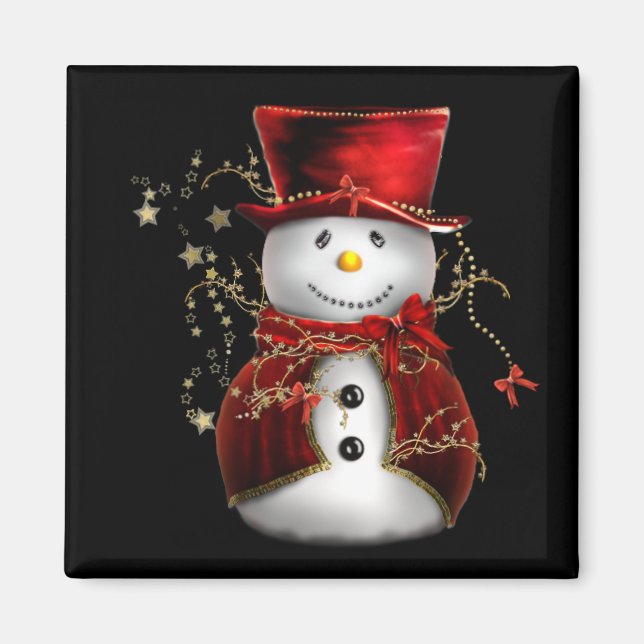 Cute Snögubbe i Red Velvet-julen Magnet (Framsidan)