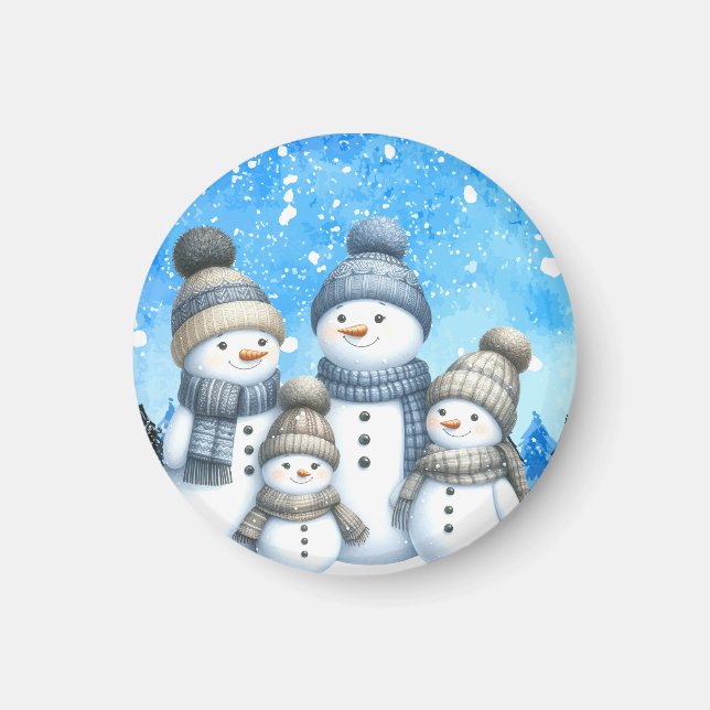 Cute snögubbe i snö magnet (Framsidan)
