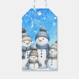 Cute snögubbe i snö presentetikett