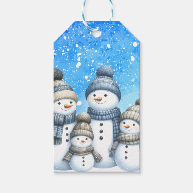 Cute snögubbe i snö presentetikett (Framsidan)