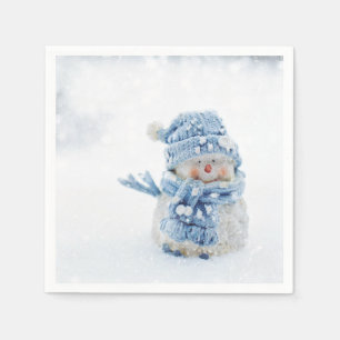 Cute Snögubbe i vinterfotografijul Pappersservett