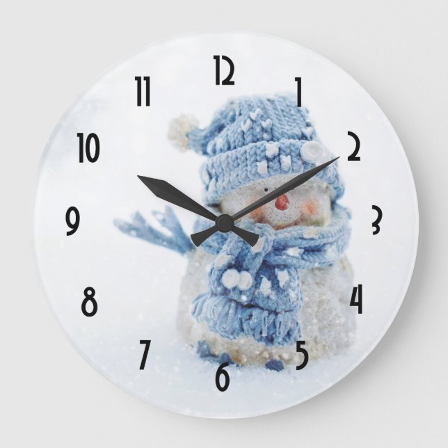 Cute Snögubbe i vinterfotografijul Stor Klocka (Framsida)