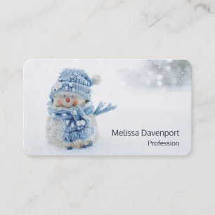 Cute Snögubbe i vinterfotografijul Visitkort
