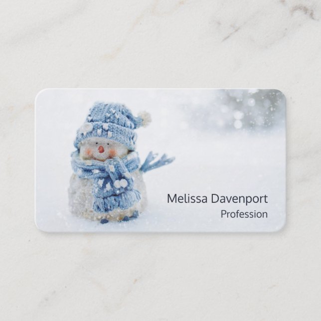 Cute Snögubbe i vinterfotografijul Visitkort (Framsida)