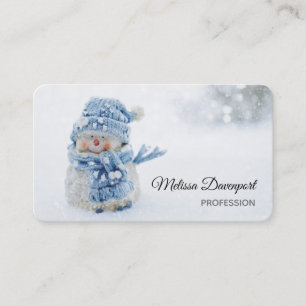 Cute Snögubbe i vinterfotografijul Visitkort
