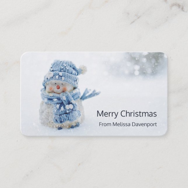 Cute Snögubbe i vinterfotografijul Visitkort (Framsida)