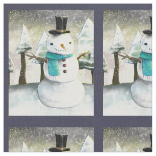 Cute Snögubbe i vinterjulscenen Mönster Tyg