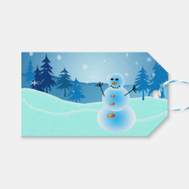 Cute snögubbe illustration presentetikett