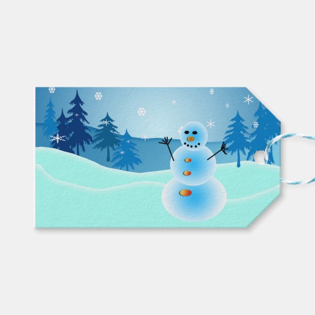 Cute snögubbe illustration presentetikett (Framsidan (Horisontell))