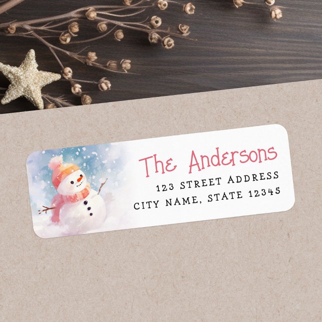 Cute snögubbe illustrerar vintern returadress returadress etikett (Cute snowman illustration winter return address label)