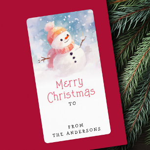 Cute snögubbe illustrerar vintern till från presen fraktsedel