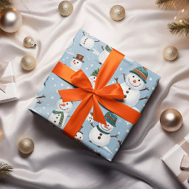 Cute Snögubbe jul Blue Mönster Helgdag Presentpapper