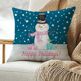 Cute Snögubbe jul Dekorativ kudde