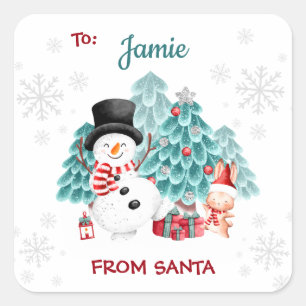 Cute Snögubbe jul från till Fyrkantstreck Fyrkantigt Klistermärke