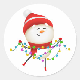 Cute Snögubbe jul, julklapp, julklapp Runt Klistermärke