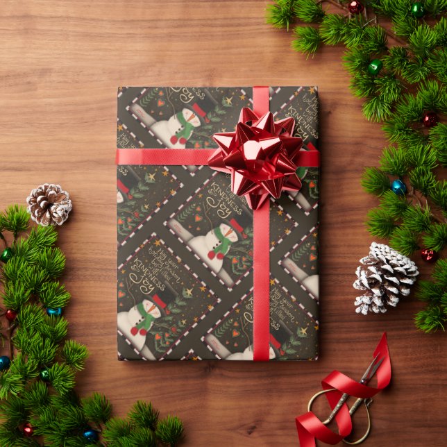 Cute Snögubbe Jul Kindness Joy Inspirief Presentpapper (Julgåva)