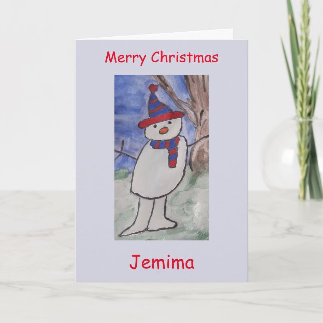 Cute Snögubbe jul Kort (Framsida)