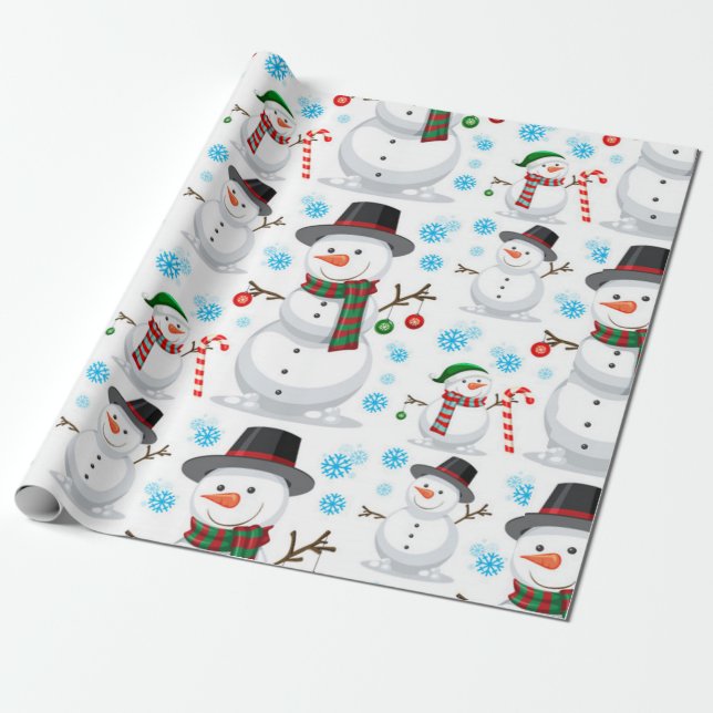 Cute Snögubbe jul Mönster Presentpapper (Utrullad)
