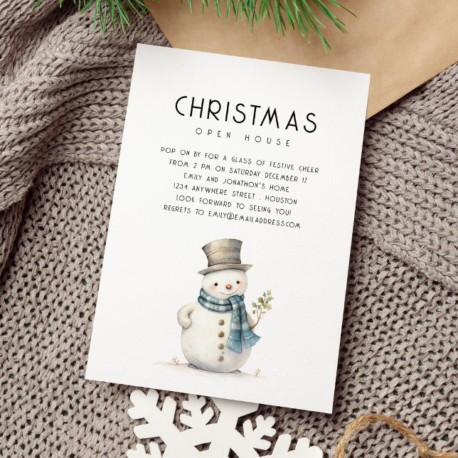 Cute Snögubbe Jul - öppet hus Inbjudningar (Available digitally and printed)