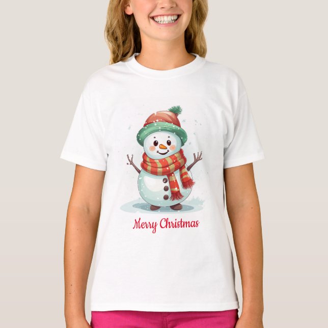 Cute snögubbe jul t shirt (Framsida)
