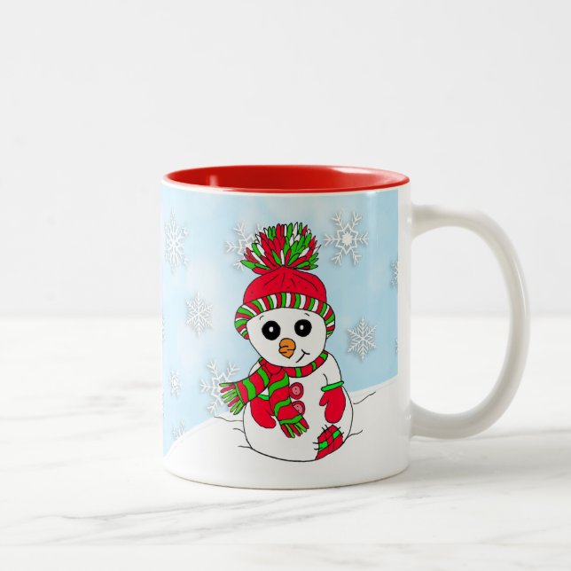 Cute snögubbe-julen, Helgdagar Två-Tonad Mugg (Höger)