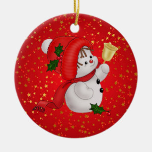 Cute Snögubbe Julgransprydnad Keramik