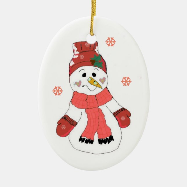 Cute Snögubbe Julgransprydnad Keramik (Framsidan)