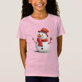 ❄️ Cute Snögubbe, julgudstjänst för flickor T Shirt