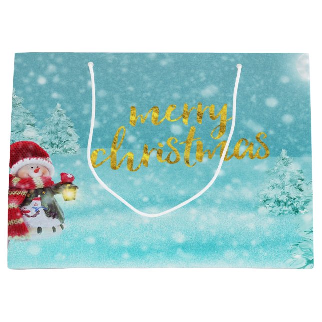 Cute Snögubbe, julklapp, Gräs Träd Helgdag (Framsidan)