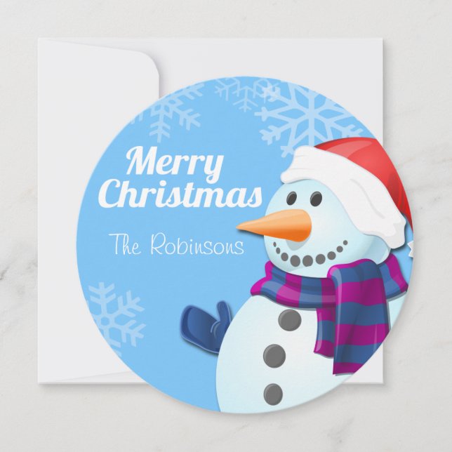 Cute Snögubbe-julkort Inbjudningar (Framsida)