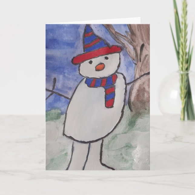 Cute Snögubbe-julkort Kort (Framsida)