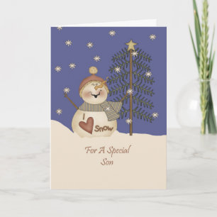 Cute Snögubbe-julson Helgkort