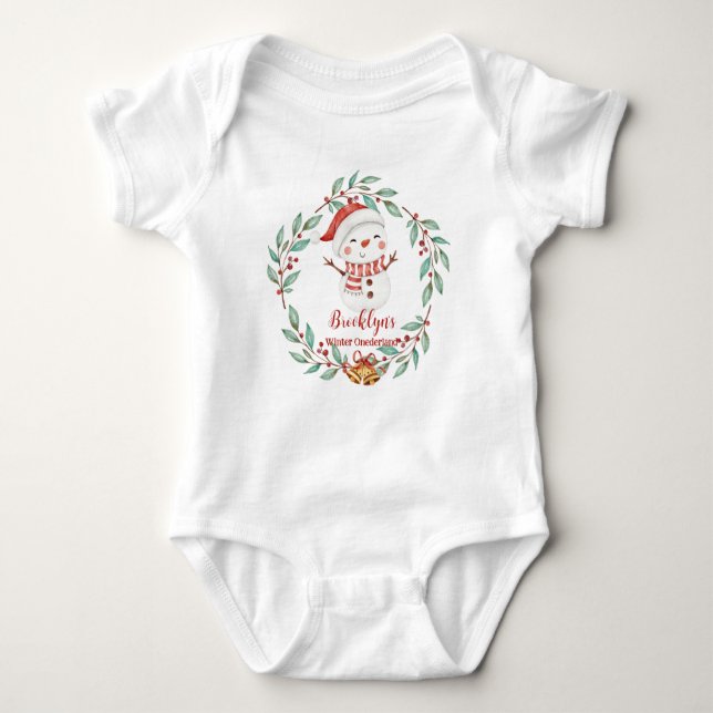 Cute Snögubbe Julvinter Onederland Birthag T Shirt (Framsida)