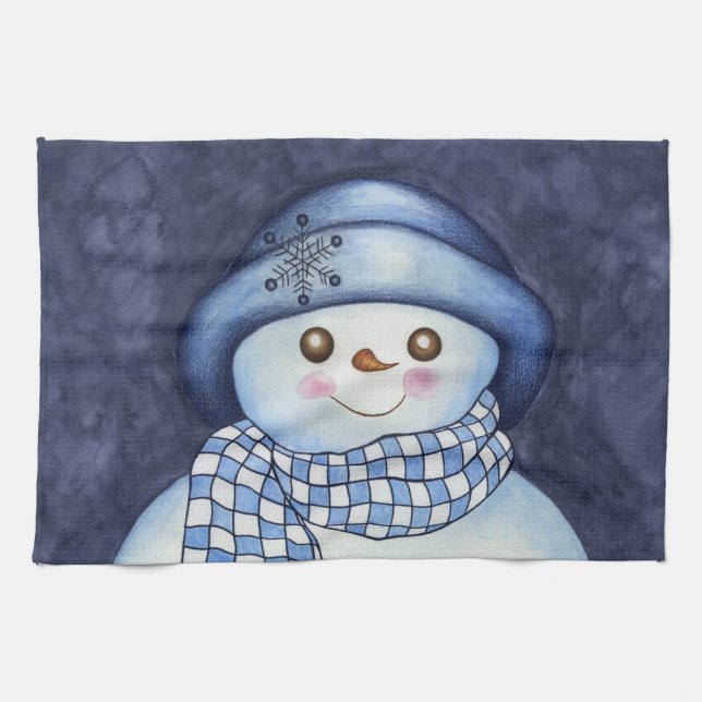 Cute Snögubbe Kitchen Towel Kökshandduk (Horisontell)