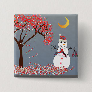 Cute Snögubbe Knapp