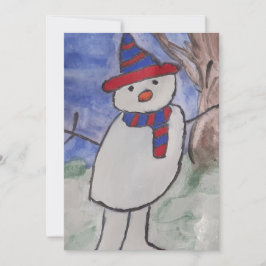 Cute Snögubbe - kort för platt jul