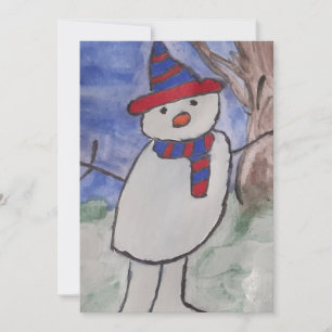 Cute Snögubbe - kort för platt jul