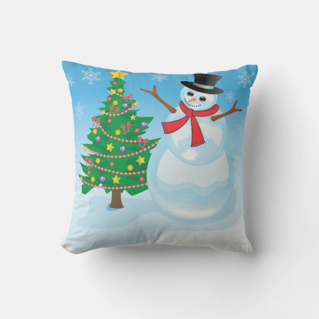 Cute Snögubbe Kudde (Framsida)
