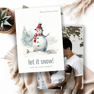 Cute Snögubbe Låt det snöa jul 1-foto Julkort