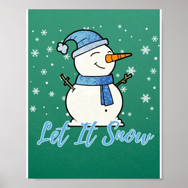 Cute Snögubbe Låt det snöa jul-Helgdag Poster (Framsidan)