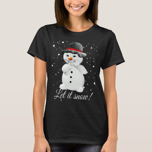 Cute Snögubbe Låt det snöa Winter T Shirt (Framsida)