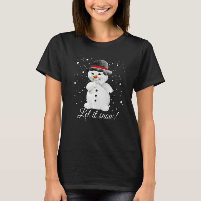 Cute Snögubbe Låt det snöa Winter T Shirt (Framsida)