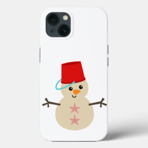 Cute Snögubbe Made Sand med Pail for Hat