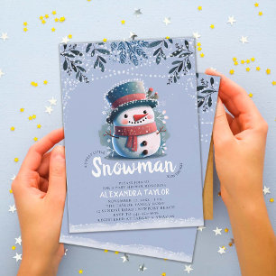 Cute Snögubbe Magic Ljus Winter Boy Shower Inbjudningar